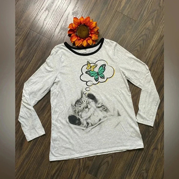 🌻5/$25🌻JUSTICE Long Sleeved Cat T-Shirt | 16/18 | - Picture 2 of 5